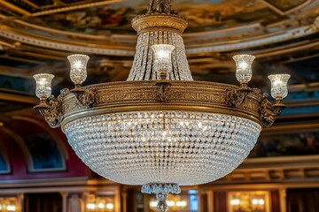 Obraz premium Ornate crystal chandelier with gold accents