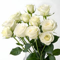 Fototapeta premium Elegant Bouquet of Cream Roses Pure Love and Beauty a Romantic Gift