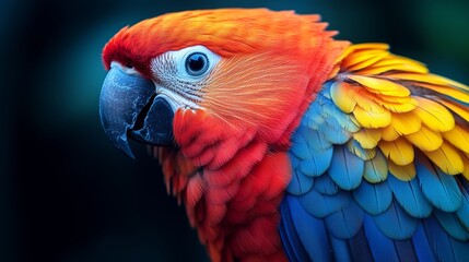 Fototapeta premium Vibrant bird feathers close-up. AI