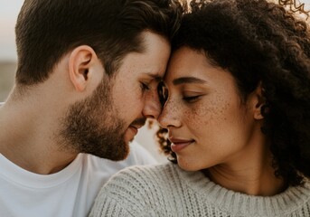 Obraz premium Intimate moment between a couple sharing a tender gaze and connection