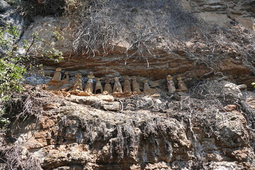 Hanging sarcophagi of El Tigre, near Chachapoyas, Peru