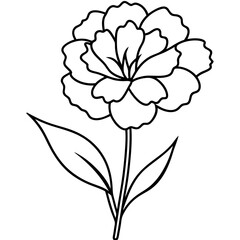 Elegant floral design featuring a detailed outline of a flower, suitable for coloring or graphic use