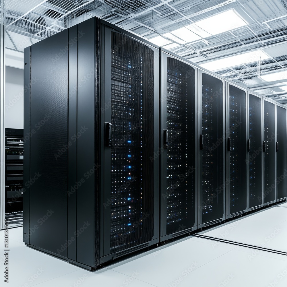 Fototapete Data Center Server Racks: A Modern High-Tech Facility for Cloud Computing and Information Storage.