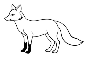 fox silhouette line art vector illustration with a white background