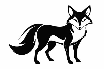 fox silhouette line art vector illustration with a white background