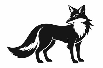 Obraz premium fox silhouette line art vector illustration with a white background