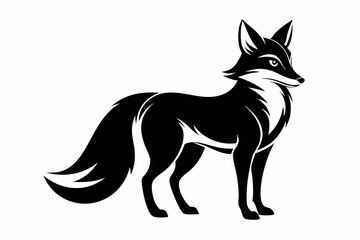 fox silhouette line art vector illustration with a white background