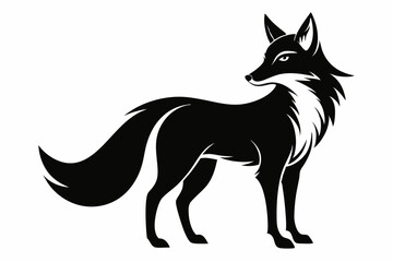 fox silhouette line art vector illustration with a white background