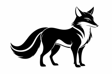 fox silhouette line art vector illustration with a white background