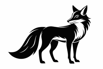 fox silhouette line art vector illustration with a white background