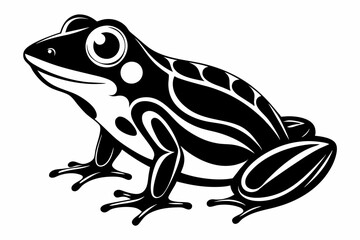 frog silhouette line art vector illustration with a white background