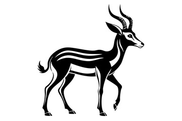gazelle silhouette line art vector illustration with a white background