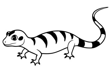gecko silhouette line art vector illustration with a white background