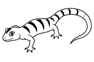 gecko silhouette line art vector illustration with a white background