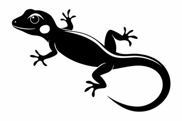 gecko silhouette line art vector illustration with a white background