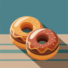Colorful donuts with sprinkles on a teal background, perfect for dessert themes