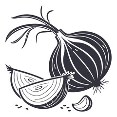 silhouette onion image on white background