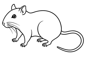 gerbil silhouette line art vector illustration with a white background