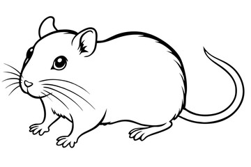 gerbil silhouette line art vector illustration with a white background