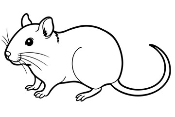 Fototapeta premium gerbil silhouette line art vector illustration with a white background