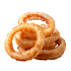 realistic crispy onion rings on transparent background
