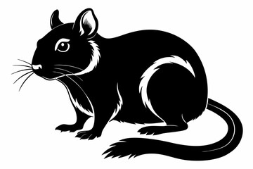 gerbil silhouette line art vector illustration with a white background