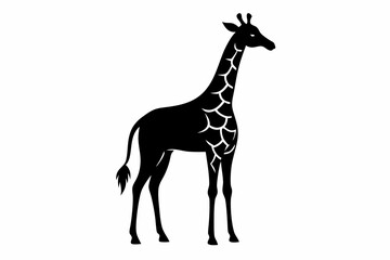 giraffe silhouette line art vector illustration with a white background