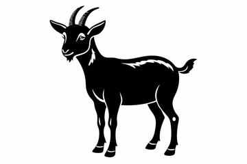 goat silhouette line art vector illustration with a white background