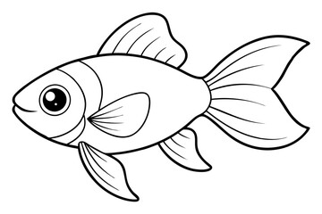goldfish silhouette line art vector illustration with a white background