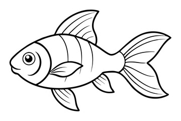 goldfish silhouette line art vector illustration with a white background