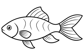 goldfish silhouette line art vector illustration with a white background