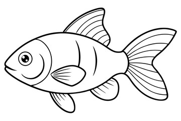 goldfish silhouette line art vector illustration with a white background