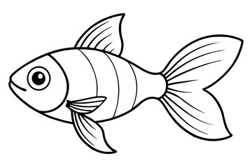 goldfish silhouette line art vector illustration with a white background