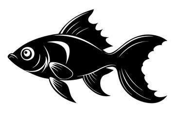 goldfish silhouette line art vector illustration with a white background