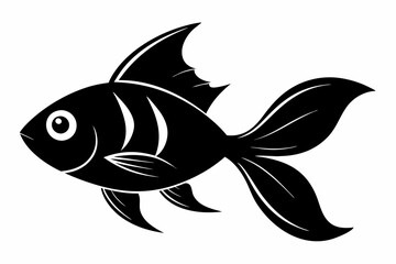 Fototapeta premium goldfish silhouette line art vector illustration with a white background