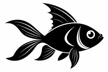 goldfish silhouette line art vector illustration with a white background