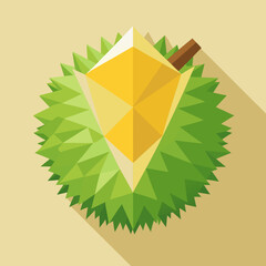 Colorful abstract illustration of a tropical fruit surrounded by foliage