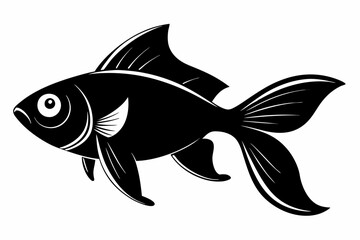 Fototapeta premium goldfish silhouette line art vector illustration with a white background