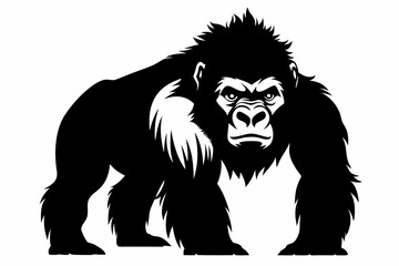 gorilla silhouette line art vector illustration with a white background © pipp99