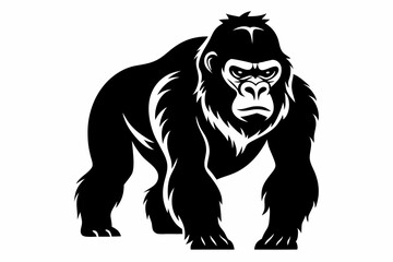 gorilla silhouette line art vector illustration with a white background