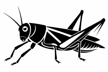 grasshopper silhouette line art vector illustration with a white background
