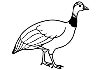 guineafowl silhouette line art vector illustration with a white background