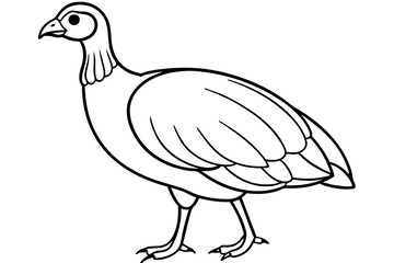 guineafowl silhouette line art vector illustration with a white background