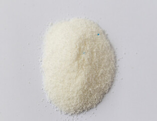 Shot of the washing powder on the white background. Hygiene