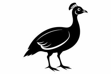 guineafowl silhouette line art vector illustration with a white background