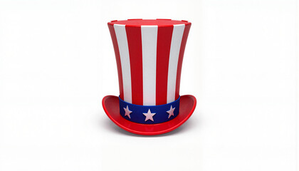 Iconic Uncle Sam Hat isolated on white background, patriotic symbolism