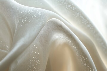 Close-up of frosted vinyl curtain, light filtering through with serene glow