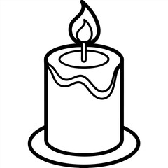Candle line art on white background.