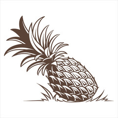 silhouette pineapple  white background
