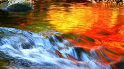 Autumn Leaves Reflecting in a Mountain Stream